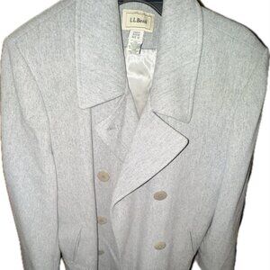 Vintage L.L. Bean Double Breasted Peacoat Nice Feather Gray
